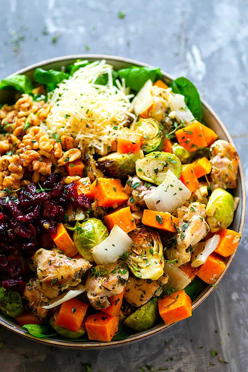 Honey Rosemary Roast Chicken Spinach Salad with Autumn ...