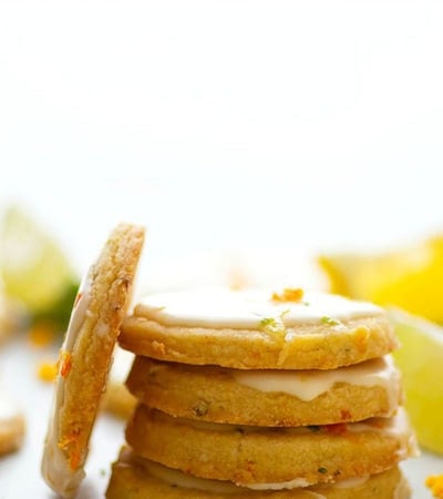 Flavorful browned butter and a punch of citrus flavor transform these browned butter shortbread cookies into a luscious springtime cookie that's a gorgeous addition to any cookie tray!