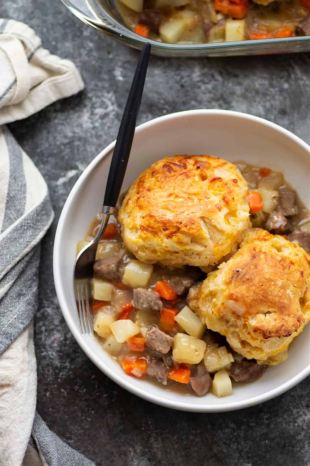 Steak Pot Pie with Cheddar Biscuits