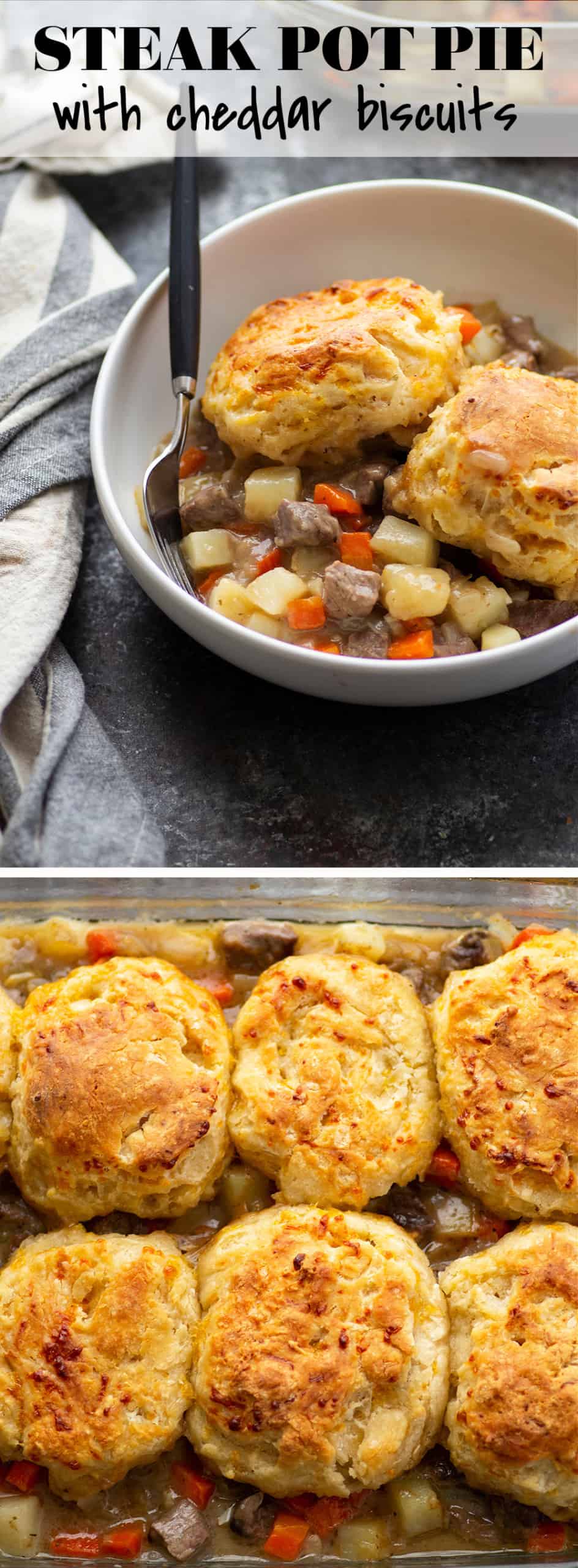 Steak Pot Pie with Cheddar Biscuits