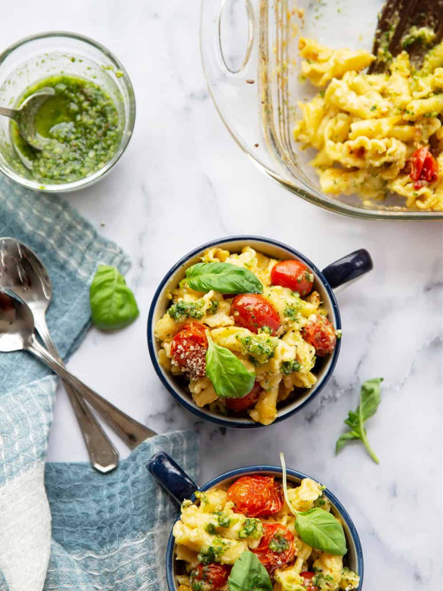 Basil Pesto Macaroni and Cheese Whole and Heavenly Oven