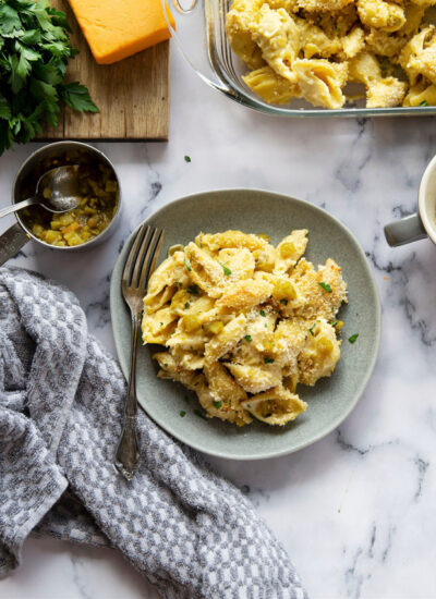 Smoked cheddar and spicy green chiles take this gooey green chile macaroni and cheese to the next level!