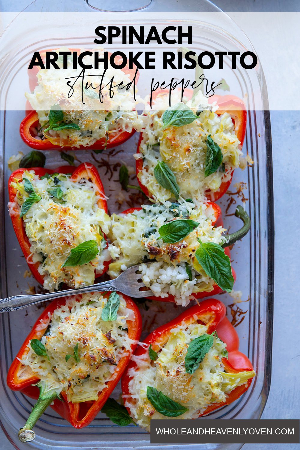 Spinach Artichoke Risotto Stuffed Peppers