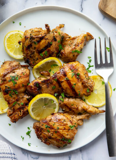 Marinated in a flavorful lemon ginger soy marinade and then grilled to perfection, this lemon ginger soy marinated grilled chicken is SO perfectly juicy it will quickly become a grill favorite!