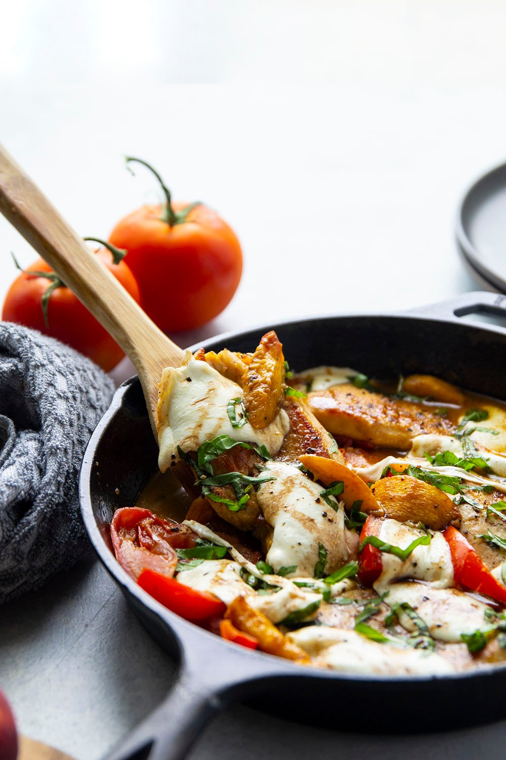 Skillet Caprese Peach Chicken