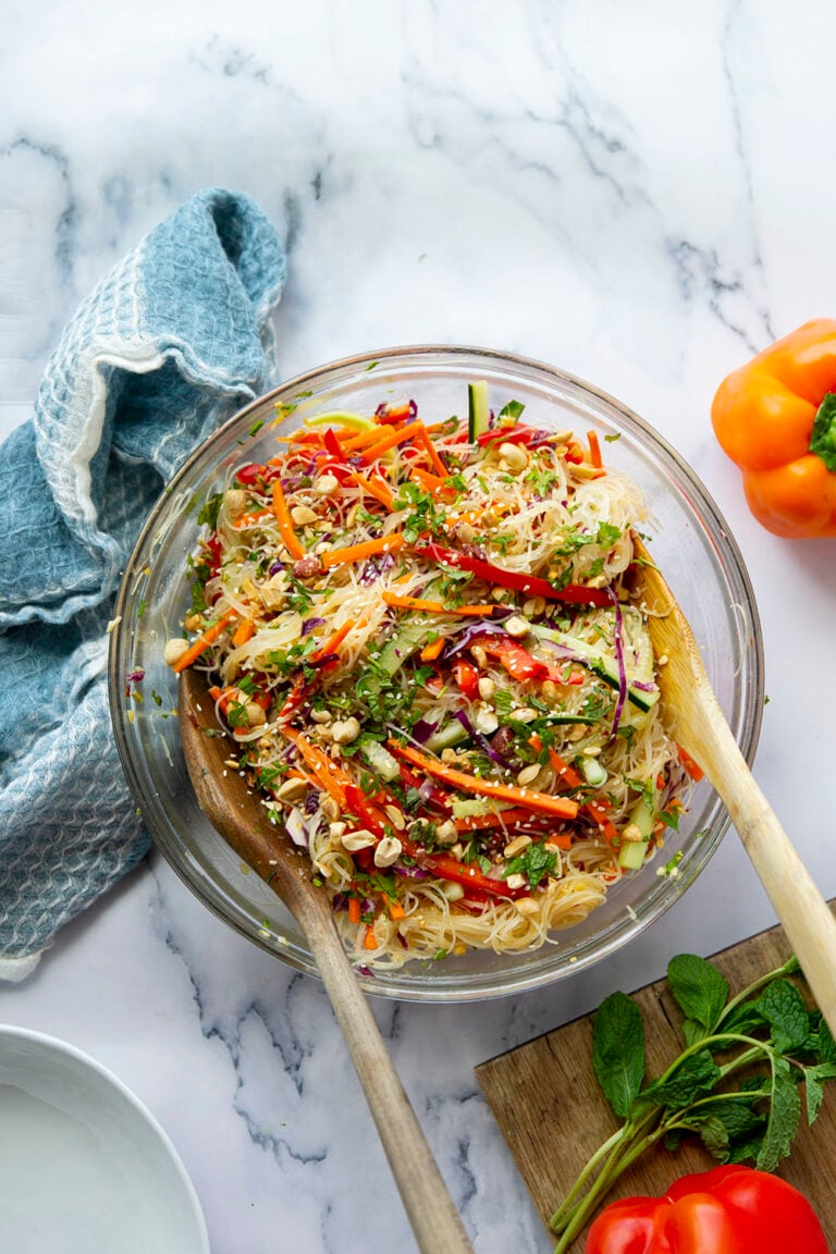 Spring Roll Salad with Spicy Ginger Dressing