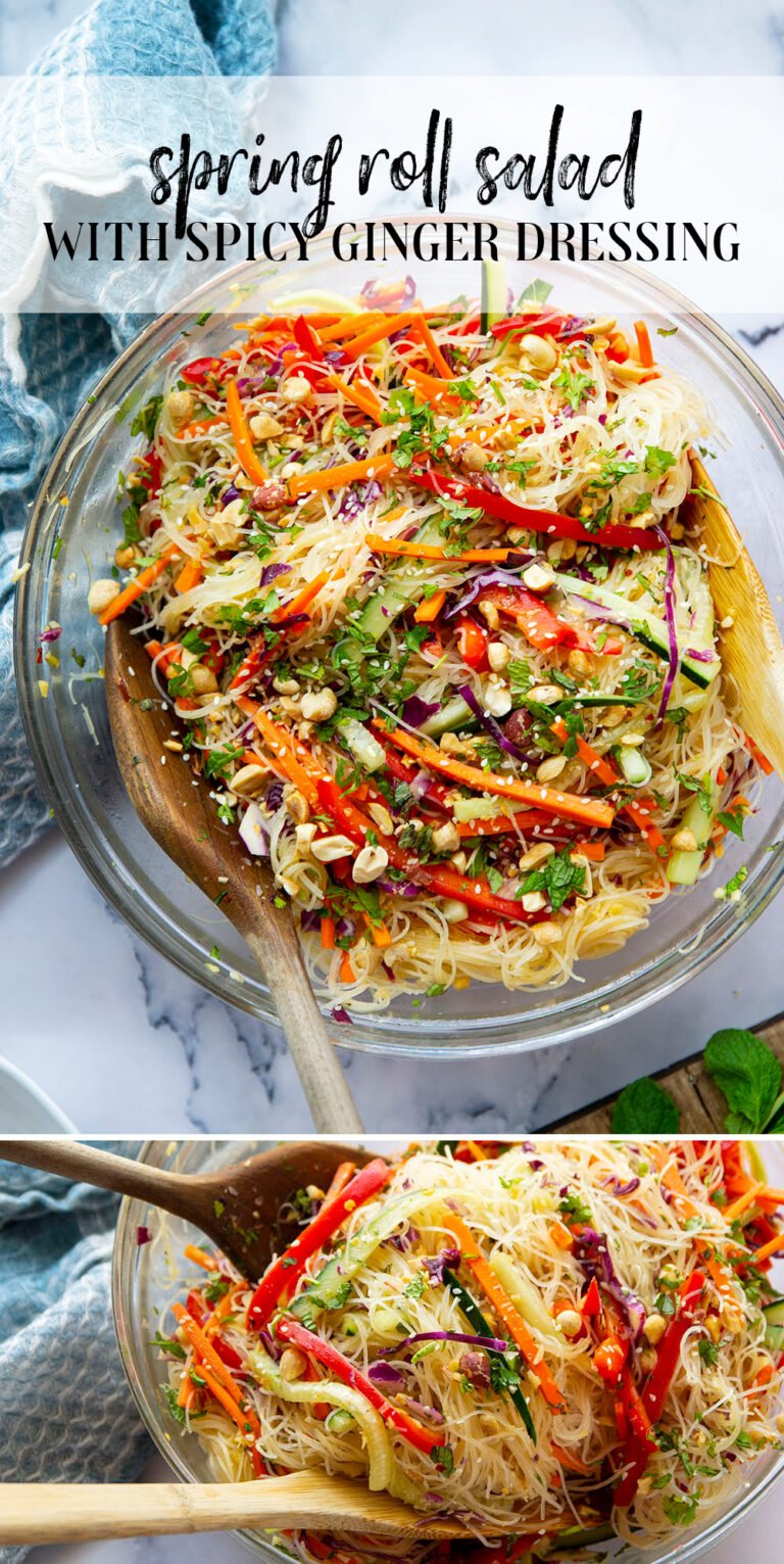 Spring Roll Salad with Spicy Ginger Dressing