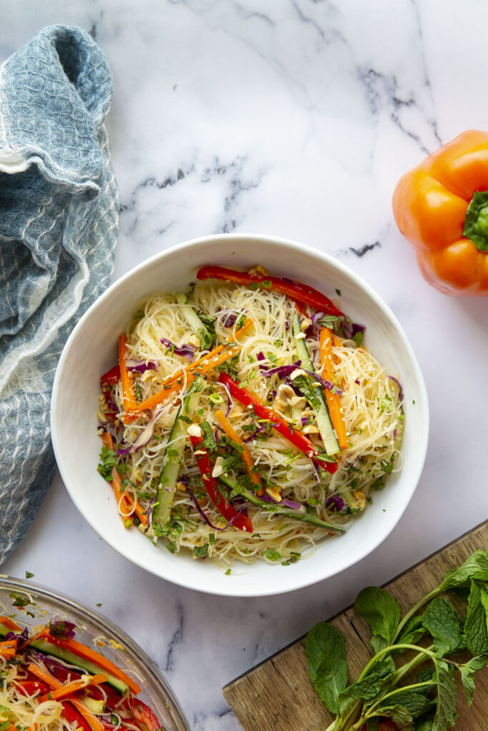 Spring Roll Salad with Spicy Ginger Dressing