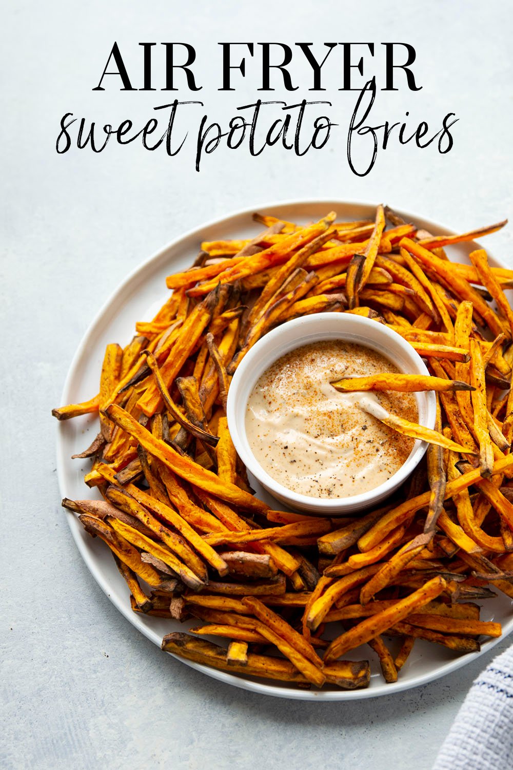 Air Fryer Sweet Potato Fries with Chipotle Aioli