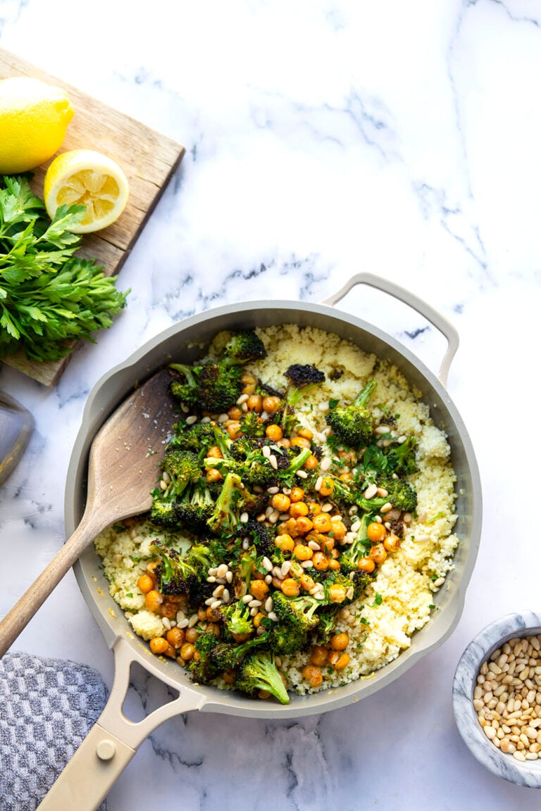 Lemon Couscous with Roasted Broccoli and Chickpeas