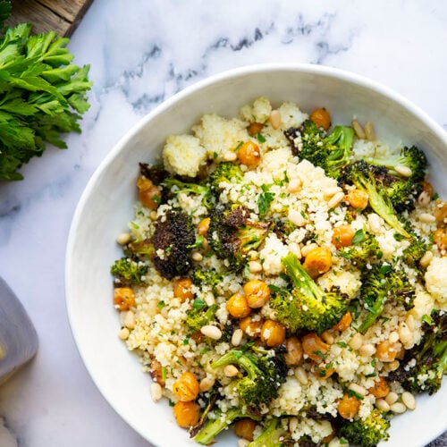 Lemon Couscous with Roasted Broccoli and Chickpeas