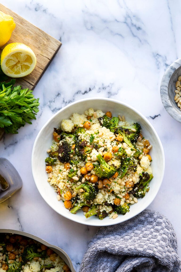 Lemon Couscous with Roasted Broccoli and Chickpeas