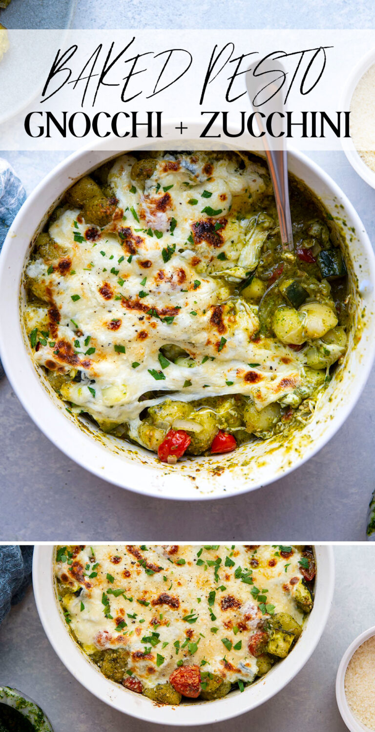 Cheesy Baked Pesto Gnocchi and Zucchini