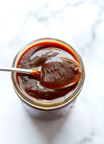 This homemade BBQ sauce is so easy to make at home in minutes and perfectly sweet, tangy, and loaded with flavor! Try brushing it on grilled meats or using it as a dipping sauce.