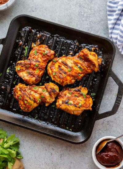 Marinated in a flavorful spicy chipotle sauce and grilled to juicy perfection, these chipotle marinated chicken thighs will quickly become a cookout favorite!
