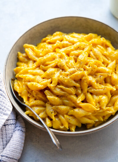 Made completely in the instant pot in minutes, this butternut squash mac and cheese is perfectly creamy and packed with cheesy goodness!