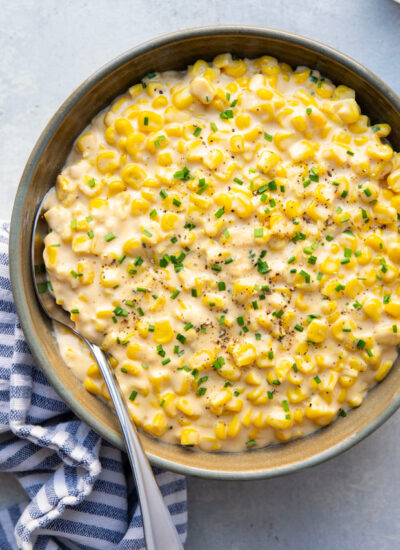 Made entirely in the instant pot in minutes, this instant pot creamed corn is so rich and creamy and the perfect side dish for any holiday meal!