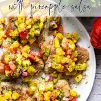 This jerk cod features a homemade jerk seasoning mix rubbed all over cod fillets, grilled to perfection, and topped with a smoky grilled pineapple salsa.