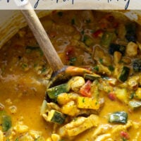 This mango chicken curry features tender chicken and lots of zucchini simmered in a flavorful fresh mango coconut curry sauce.