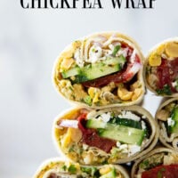 Lemony herb smashed chickpeas and lots of fresh Mediterranean ingredients make for the best lunch in this Mediterranean chickpea wrap.