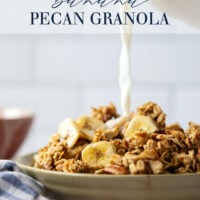 Perfectly crunchy homemade banana pecan granola with the delicious combination of sweet bananas and crunchy pecans - you'll never buy store-bought granola again!