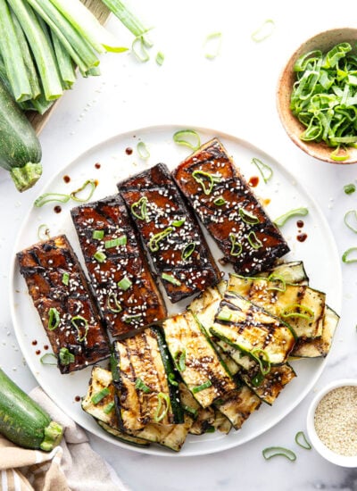 Marinated in a flavorful soy-based marinade and grilled until perfectly smoky alongside tender zucchini, this marinated grilled tofu will quickly become a grill favorite!