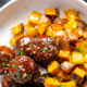 Sheet Pan Honey BBQ Meatballs with Sweet Potatoes
