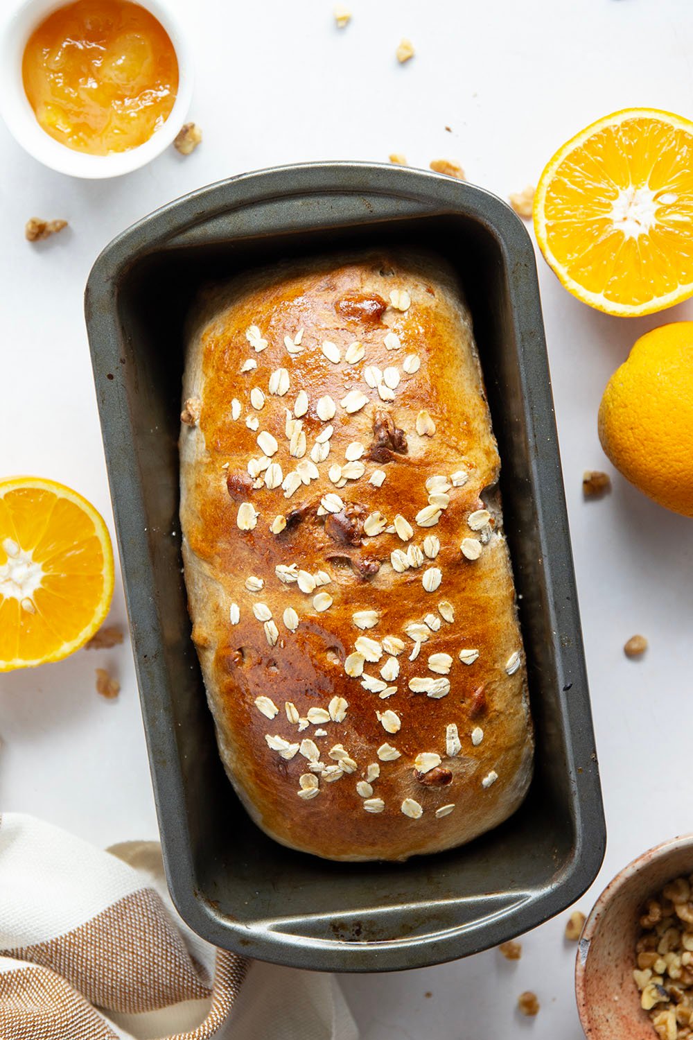 Perfectly soft, chewy and studded with crunchy walnuts and a touch of orange flavor, this yeast orange walnut bread is a loaf of pure sunshine!