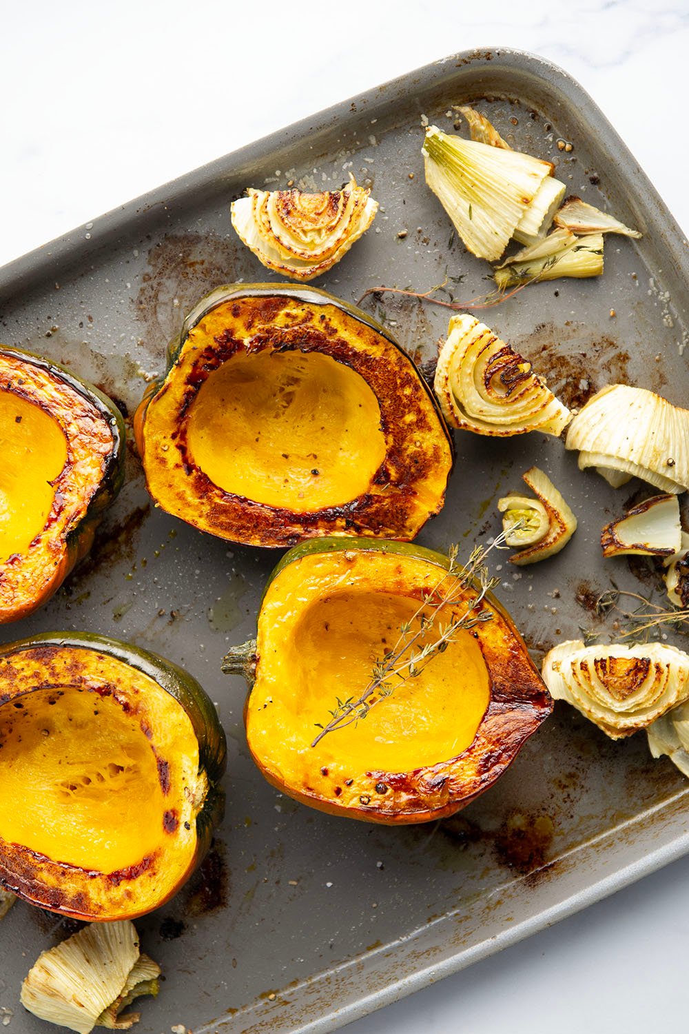 Deeply flavorful roasted fennel and acorn squash are the best soup pairing in this rich and velvety fennel acorn squash soup.