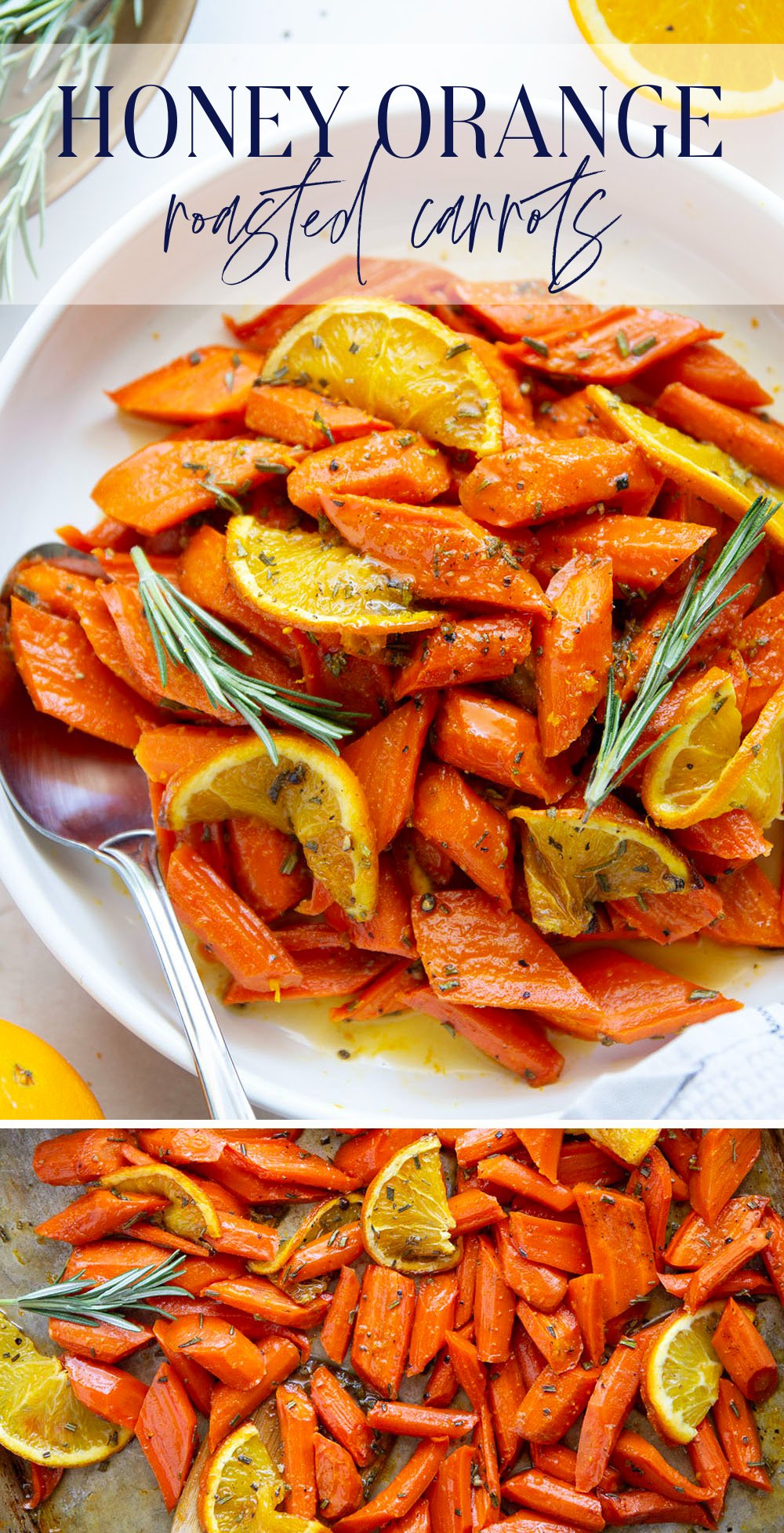 Glazed in a sweet and citrusy honey orange sauce and roasted until perfectly tender, these honey orange roasted carrots are an easy side dish that always pleases.