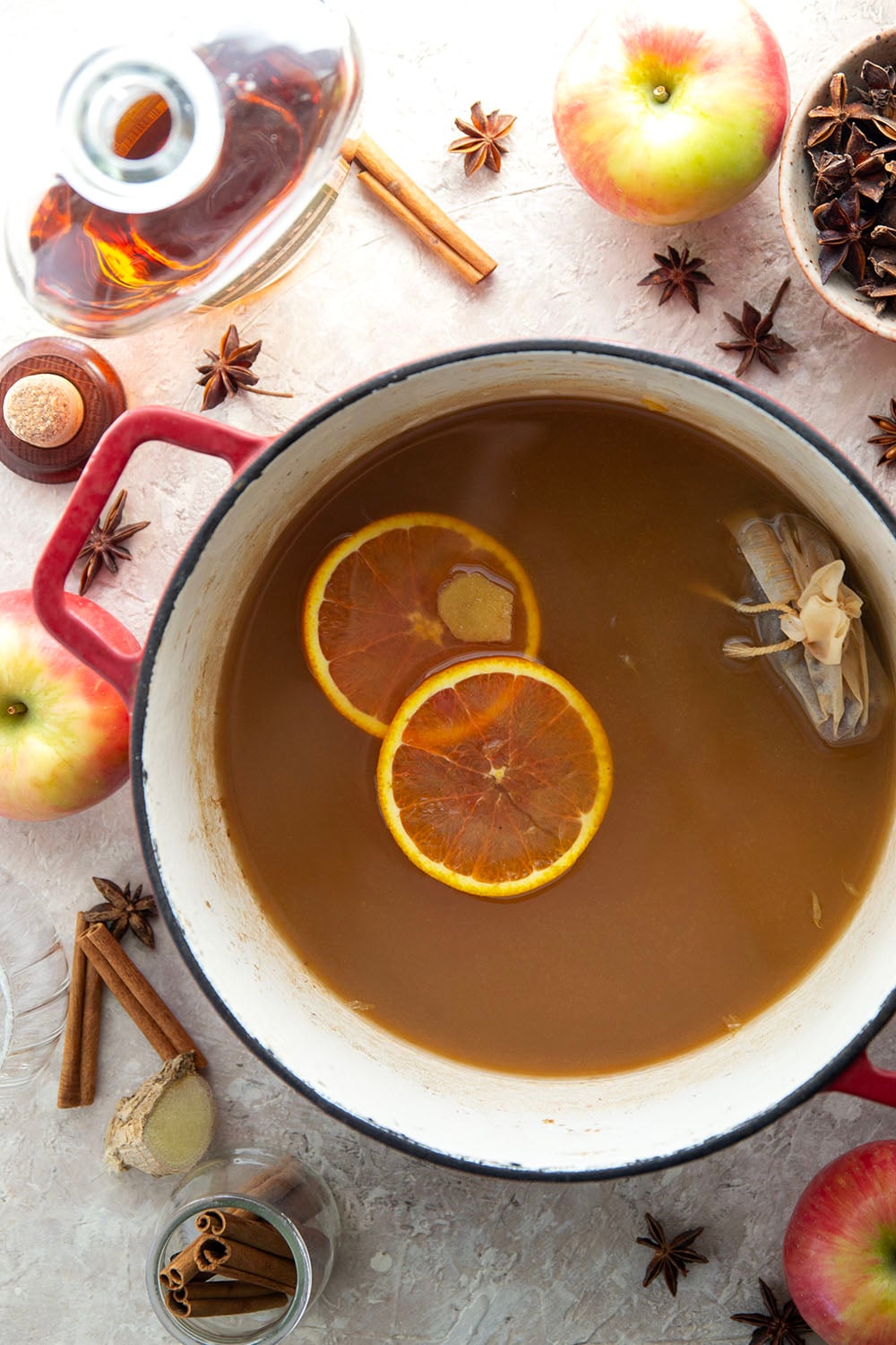 Simmered with chai spices and fresh citrus, this chai mulled apple cider has both a stovetop and slow cooker option and you can easily prep it ahead of time for holiday drinks.