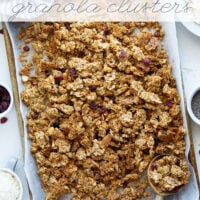 Featuring huge, crunchy clusters with lots of almond flavor, these almond granola clusters are easy to make and better than any packaged granola!