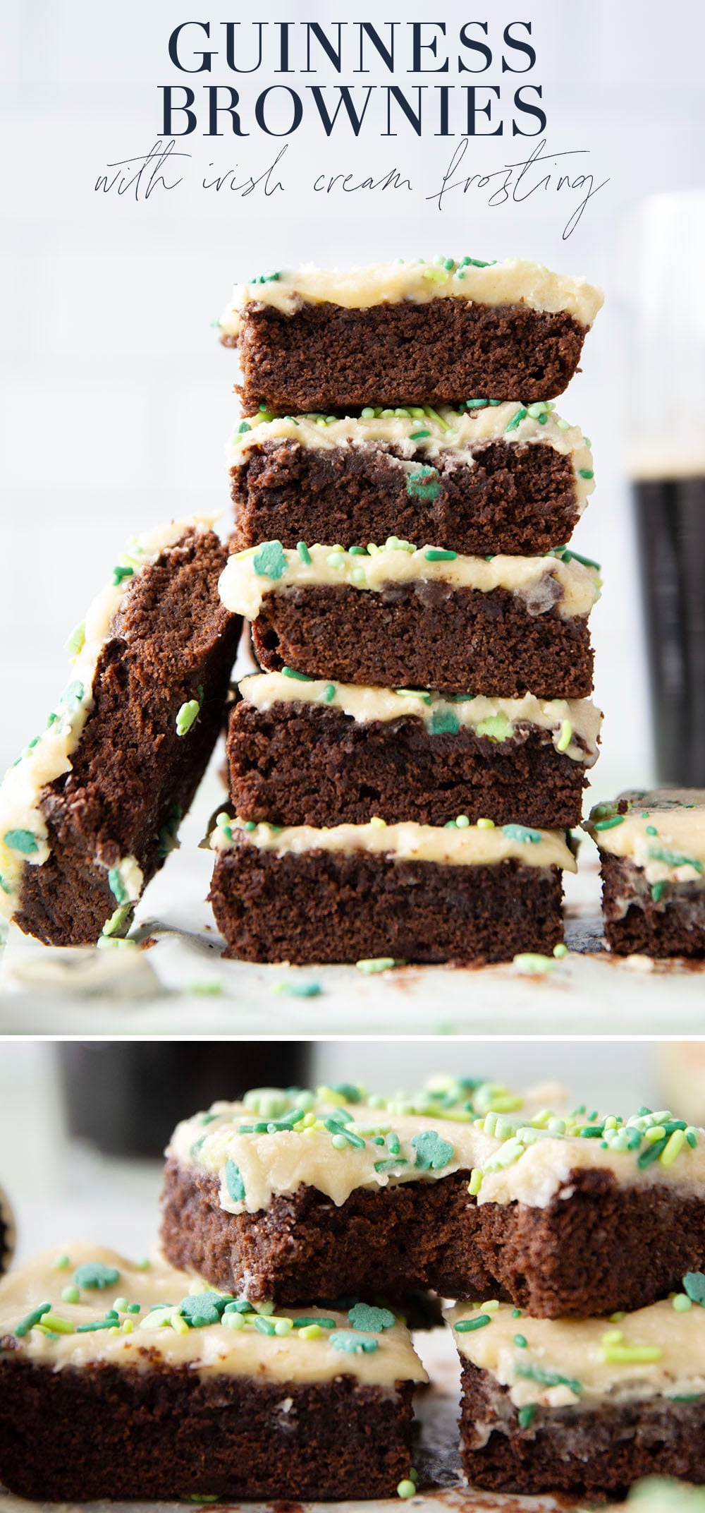 Robust Guinness beer gives these Guinness brownies a rich, complex flavor that pairs wonderfully with the dark chocolate and a creamy Irish cream frosting.