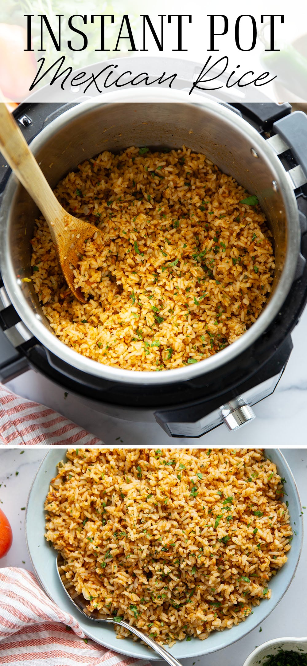Made entirely in the instant pot in minutes and a close replica of restaurant-style Mexican rice, this instant pot Mexican rice is perfectly fluffy and packed with flavor!
