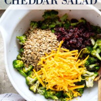 A quick smoky char on broccoli and plenty of freshly shredded cheddar transform this creamy broccoli cheddar salad into a side dish that's always the first to disappear!