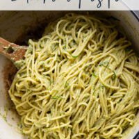 Sauteed zucchini gets blended down into a super creamy and velvety sauce along with lots of fresh basil and Parmesan cheese in this creamy zucchini pasta.
