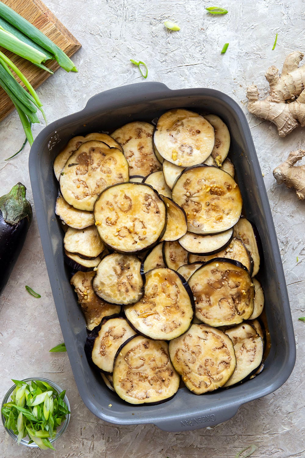 Grilled until crispy and drizzled in a flavorful miso ginger sauce, this miso grilled eggplant is the perfect way to use an abundance of eggplant and goes well with any Asian-inspired meal.