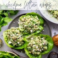 Smashed chickpeas, crunchy cucumber, and an herby green goddess sauce pack tons of flavor into these light, yet filling chickpea lettuce wraps.