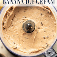 Rich brewed coffee and crunchy chocolate pieces star in this creamy coffee banana ice cream that's entirely banana-based and doesn't even require an ice cream maker!