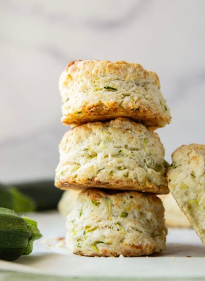 You'd never guess that these light and flaky biscuits are loaded up with shredded zucchini! Paired with nutty Parmesan, these zucchini biscuits are definitely a keeper summer recipe.