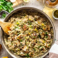 If you love classic restaurant chicken piccata, you'll love this easy one-pot chicken piccata orzo that features lots of fresh lemon, flavorful white wine, and tangy capers in a fluffy orzo base.