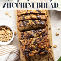 This dark chocolate zucchini bread is so moist and exploding with gooey dark chocolate chunks, you won't believe it's on the healthier side!