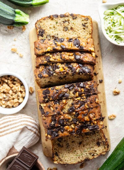 This dark chocolate zucchini bread is so moist and exploding with gooey dark chocolate chunks, you won't believe it's on the healthier side!