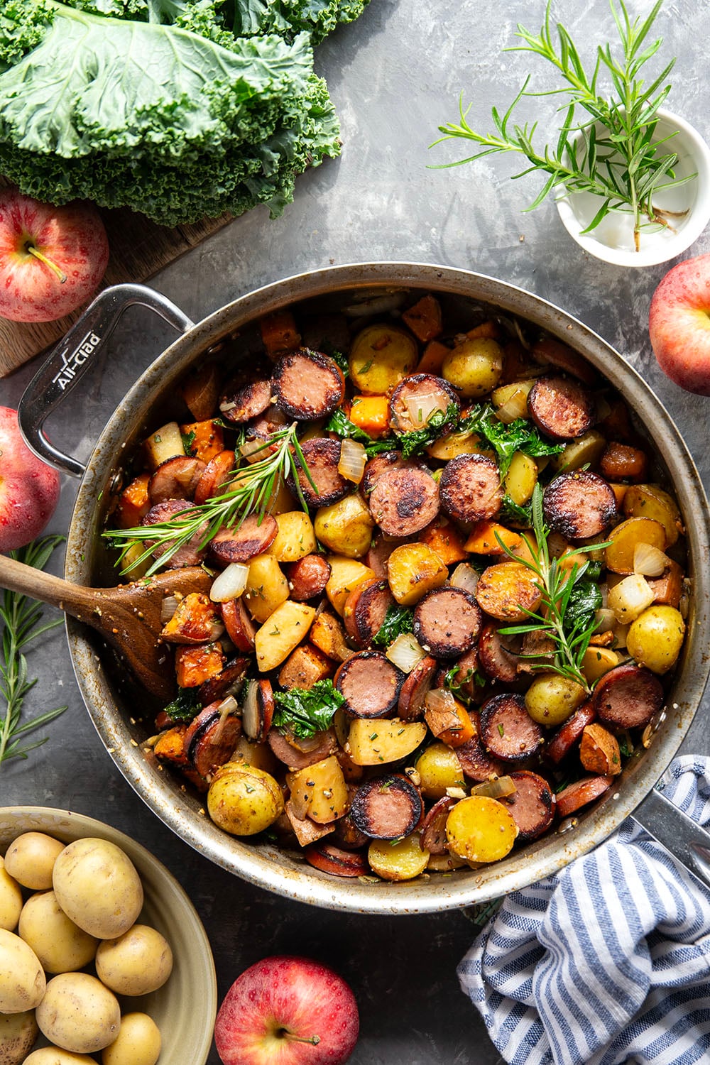 Packed with juicy sausage slices and tons of tender fall vegetables, this sausage vegetable skillet cooks up all in one skillet and is packed with flavor!