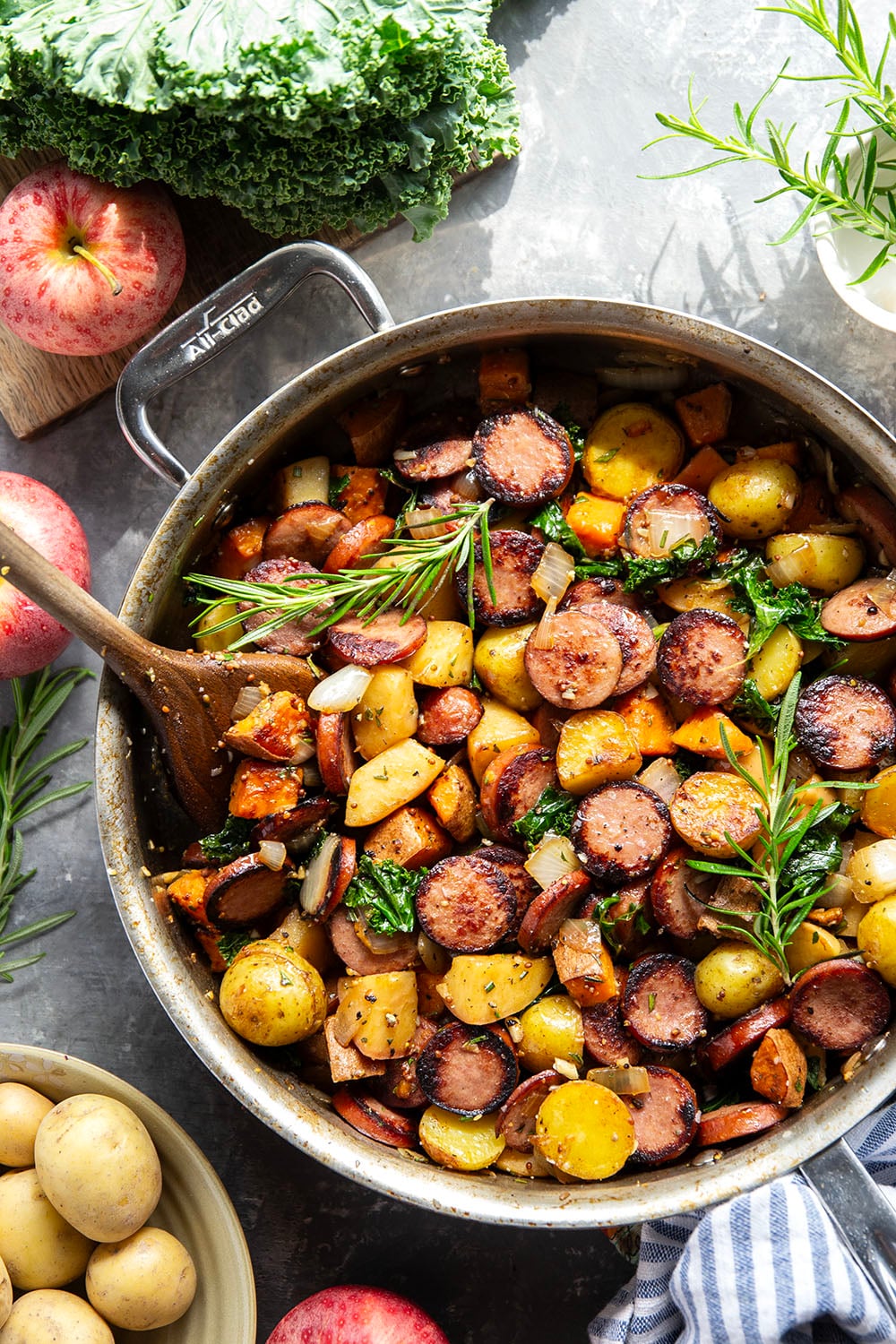 Packed with juicy sausage slices and tons of tender fall vegetables, this sausage vegetable skillet cooks up all in one skillet and is packed with flavor!