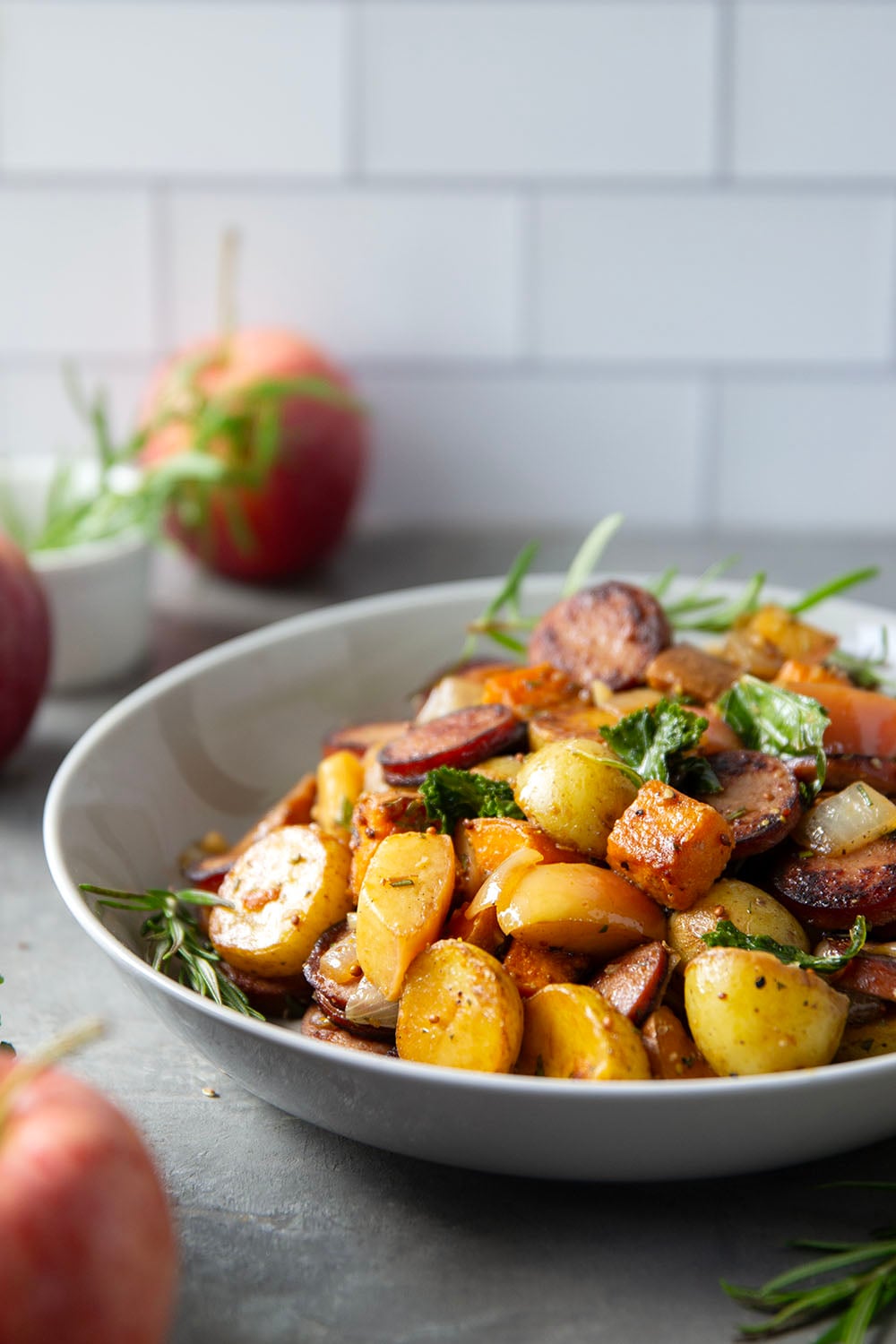 Packed with juicy sausage slices and tons of tender fall vegetables, this sausage vegetable skillet cooks up all in one skillet and is packed with flavor!