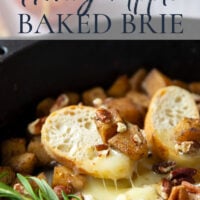 Honey-roasted apples and gooey brie make for the dream team in this honey apple baked brie that's always a hit appetizer with crostini for dipping.