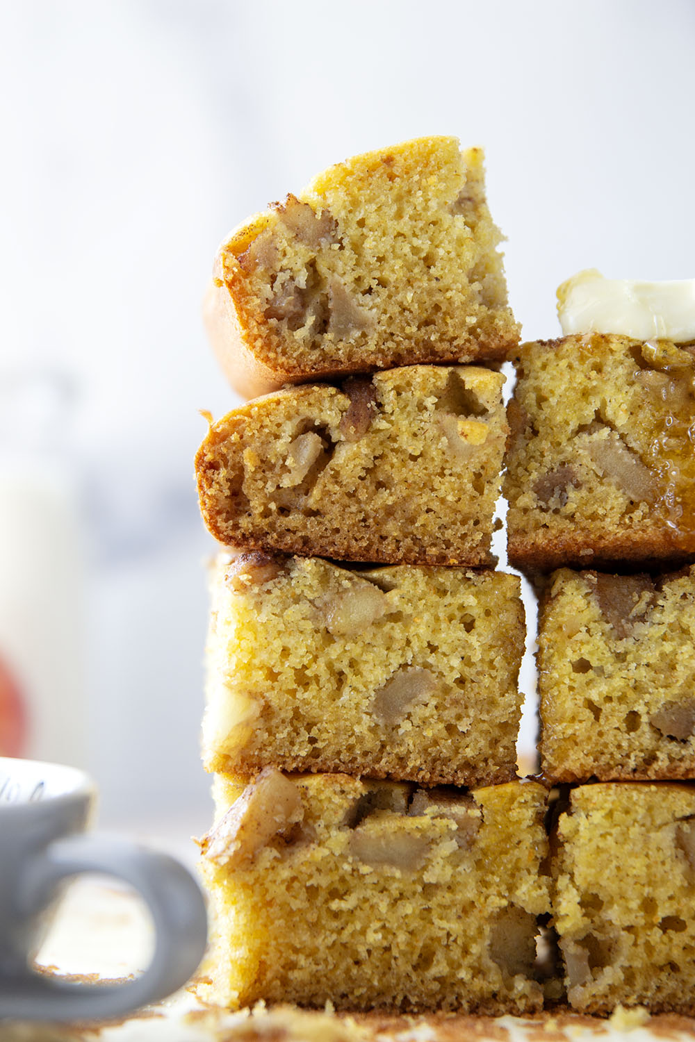 Soft, spiced caramelized apples are the perfect cornbread addition in this caramelized apple cornbread that will quickly become a fall favorite.