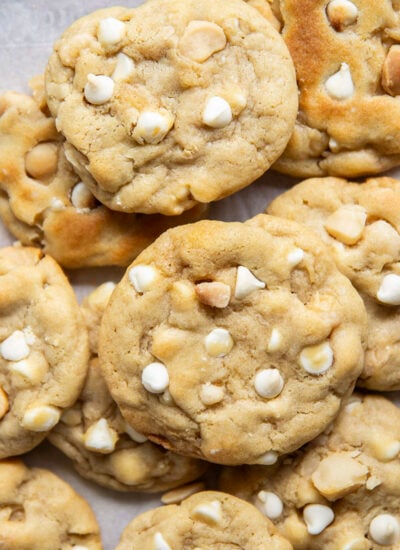 Supremely thick, chewy, and loaded with the classic combo of rich white chocolate and buttery macadamia nuts, these white chocolate macadamia nut cookies are a cookie jar keeper!